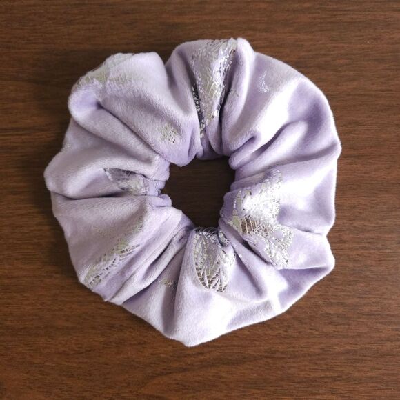Handmade Oversized Scrunchie Lavender Fleece Moth Stars and Moon Soft Velvet Big - Picture 2 of 7